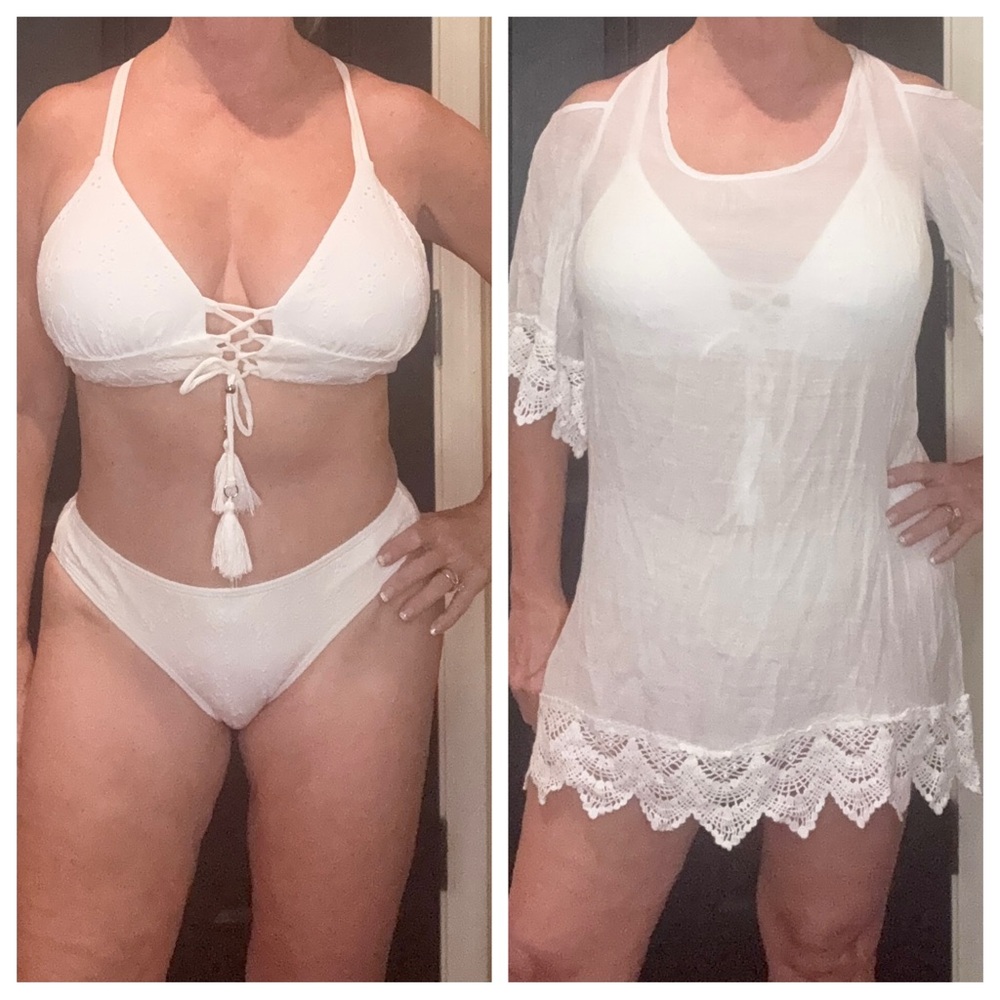 VENUS white bikini and coverup set